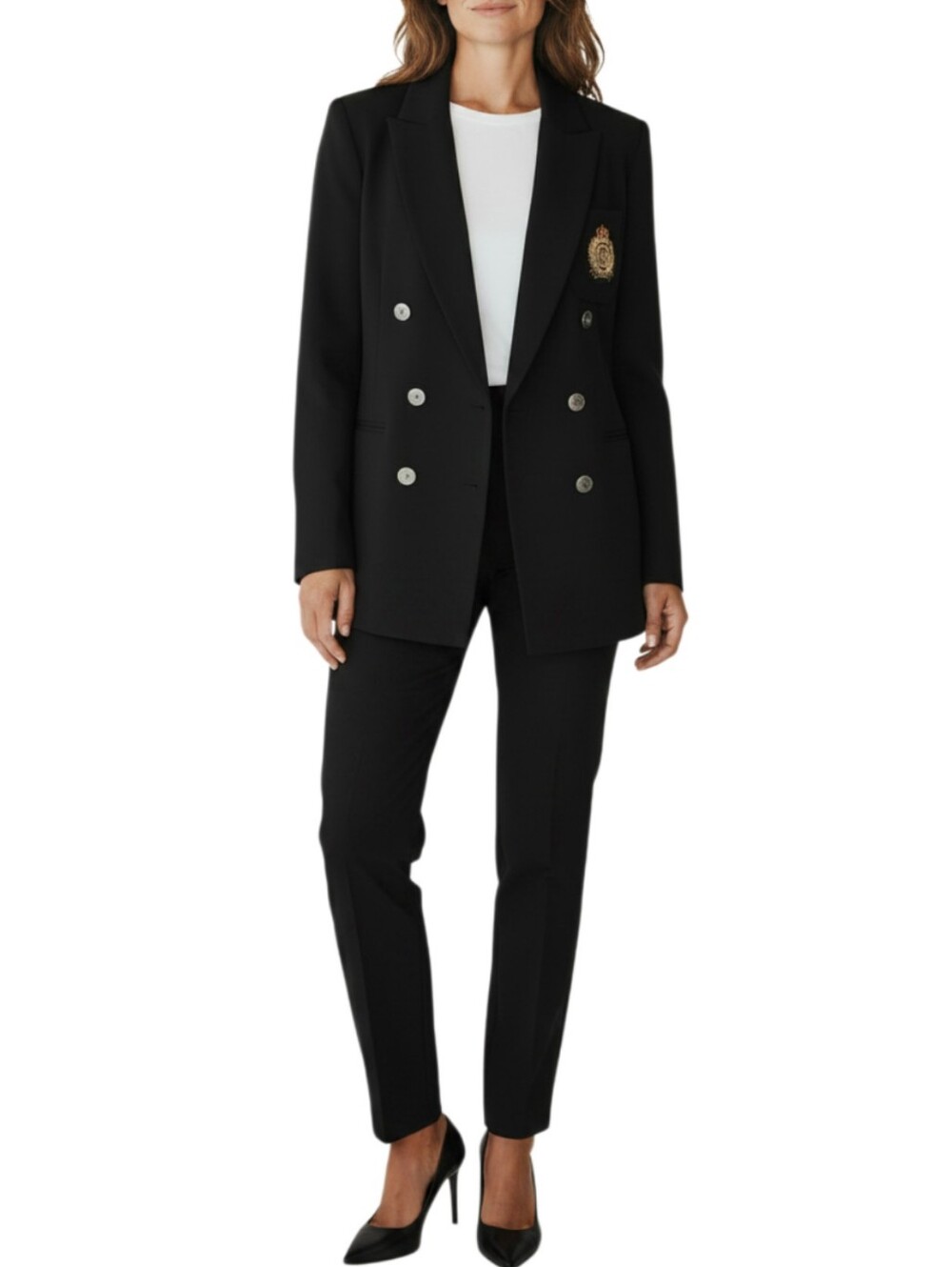 Vintage Nautica Black Blazer Size 14 Embroidered Crest Quiet Luxury Preppy - Picture 2 of 7